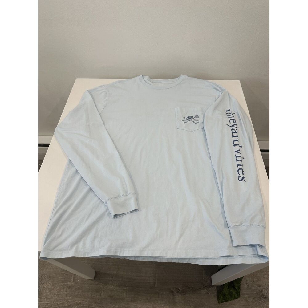 Vineyard Vines Men’s XL Long Sleeve Shirt Blue Snowman Sports Graphic Pocket Tee